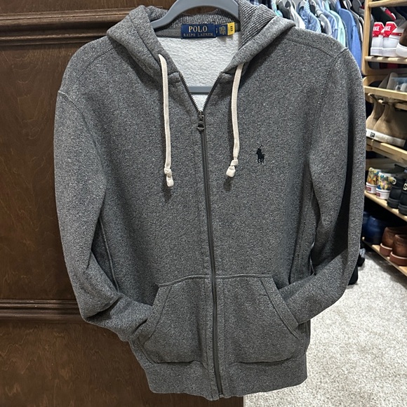Polo Ralph Lauren Men’s Charcoal Gray Zip-Up Hoodie – Size Small Sweatshirt - Picture 1 of 3